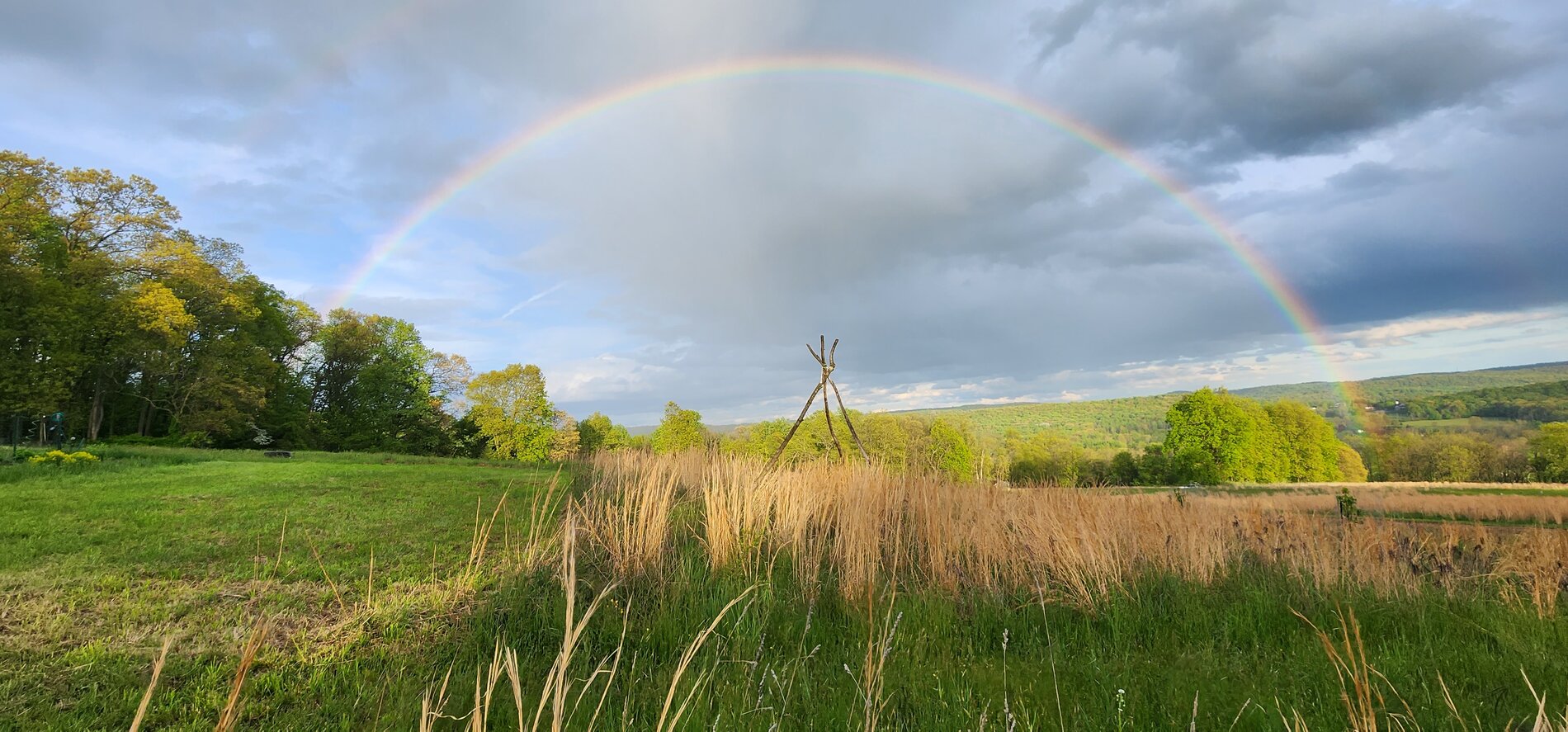 Rainbow over the Giat Farm fields